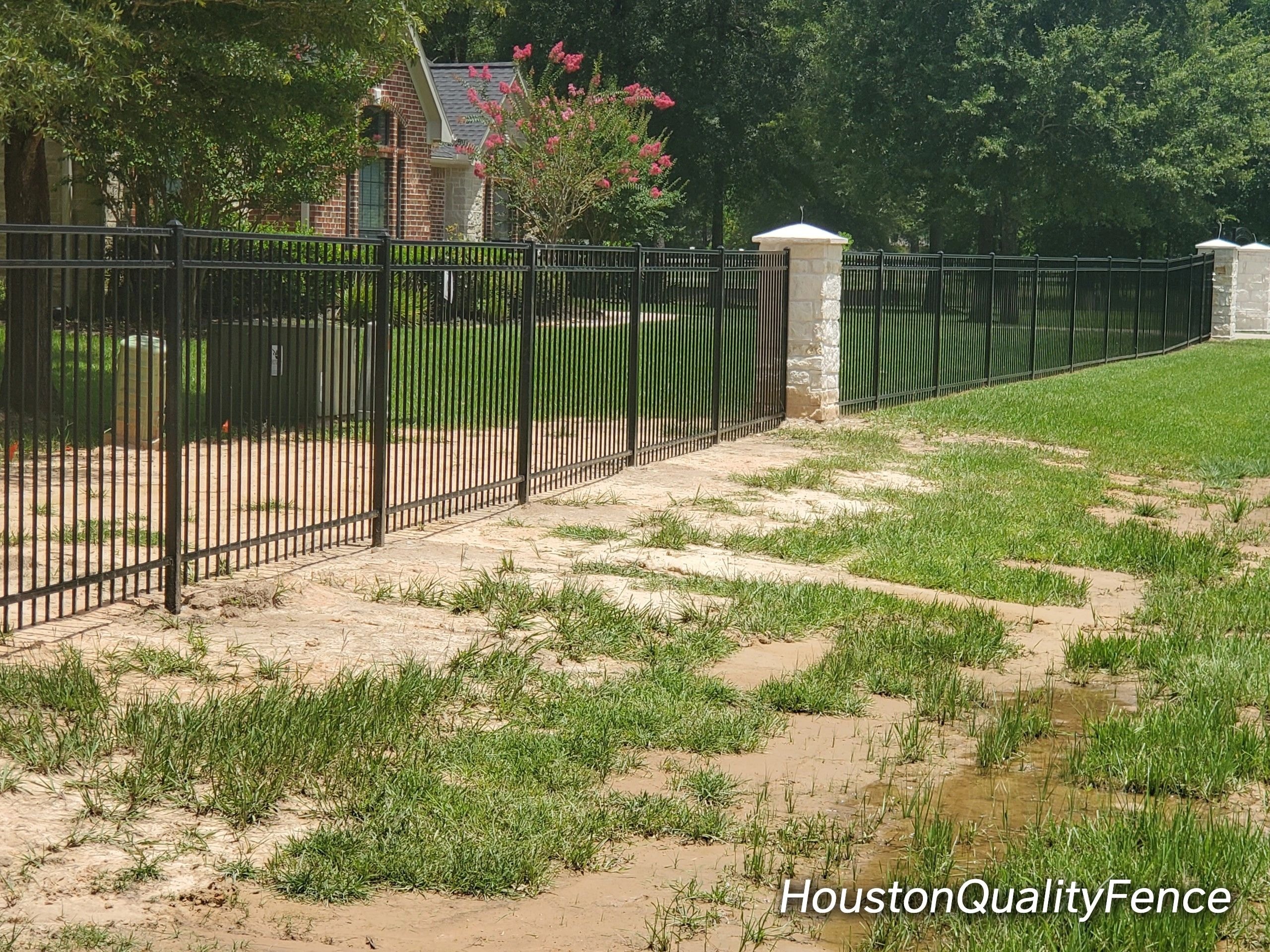 Wrought iron fence residential installation Houston
